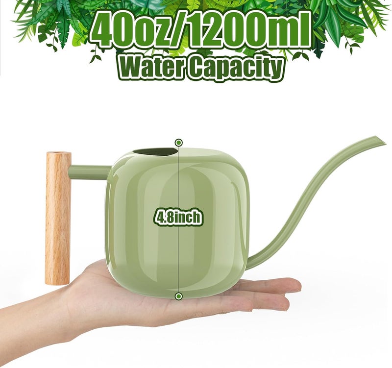 Green Moon Watering Can Indoor Plants 1.2L/41oz Sage Green Water Can Indoor Metal Small Water Can Pot with Long Spout for House Bonsai Plants Garden Flower Decorative - Image 3